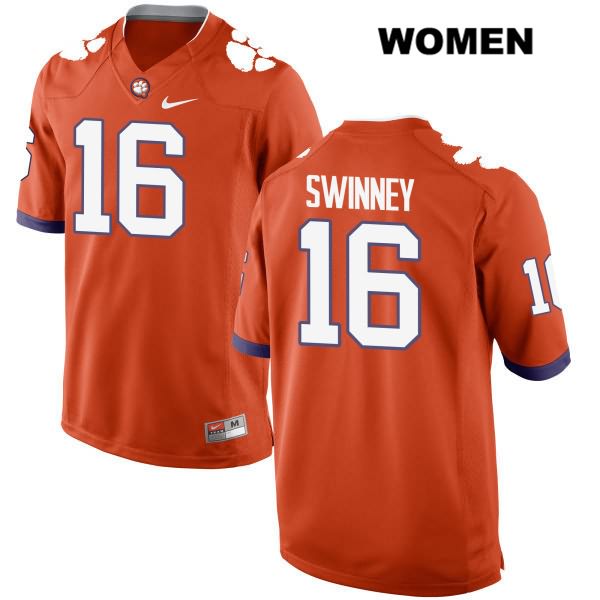 Women's Clemson Tigers #16 Will Swinney Stitched Orange Authentic Nike NCAA College Football Jersey FOX4346UV